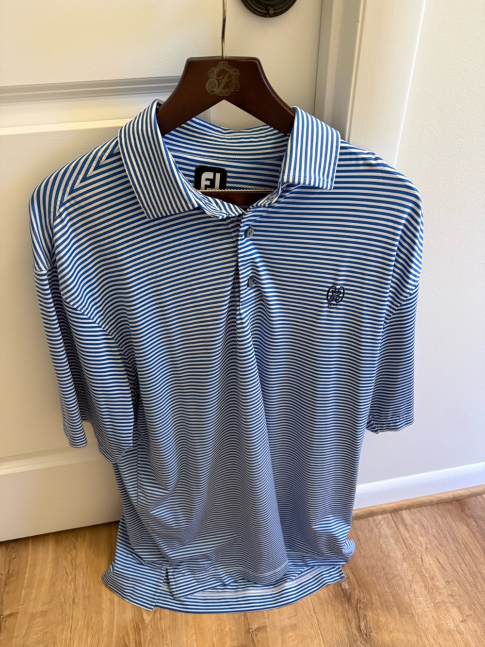 FootJoy Blue and White Striped Golf Polo